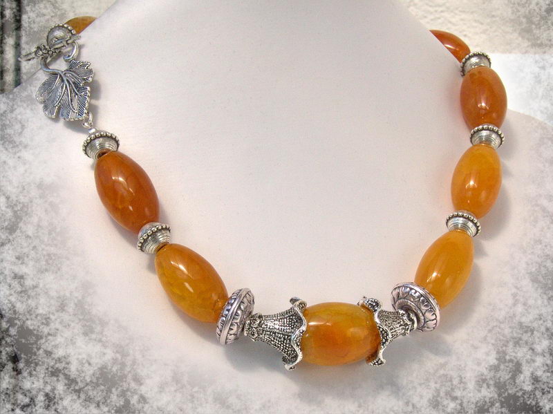 Bernstein Achat Collier mit silber