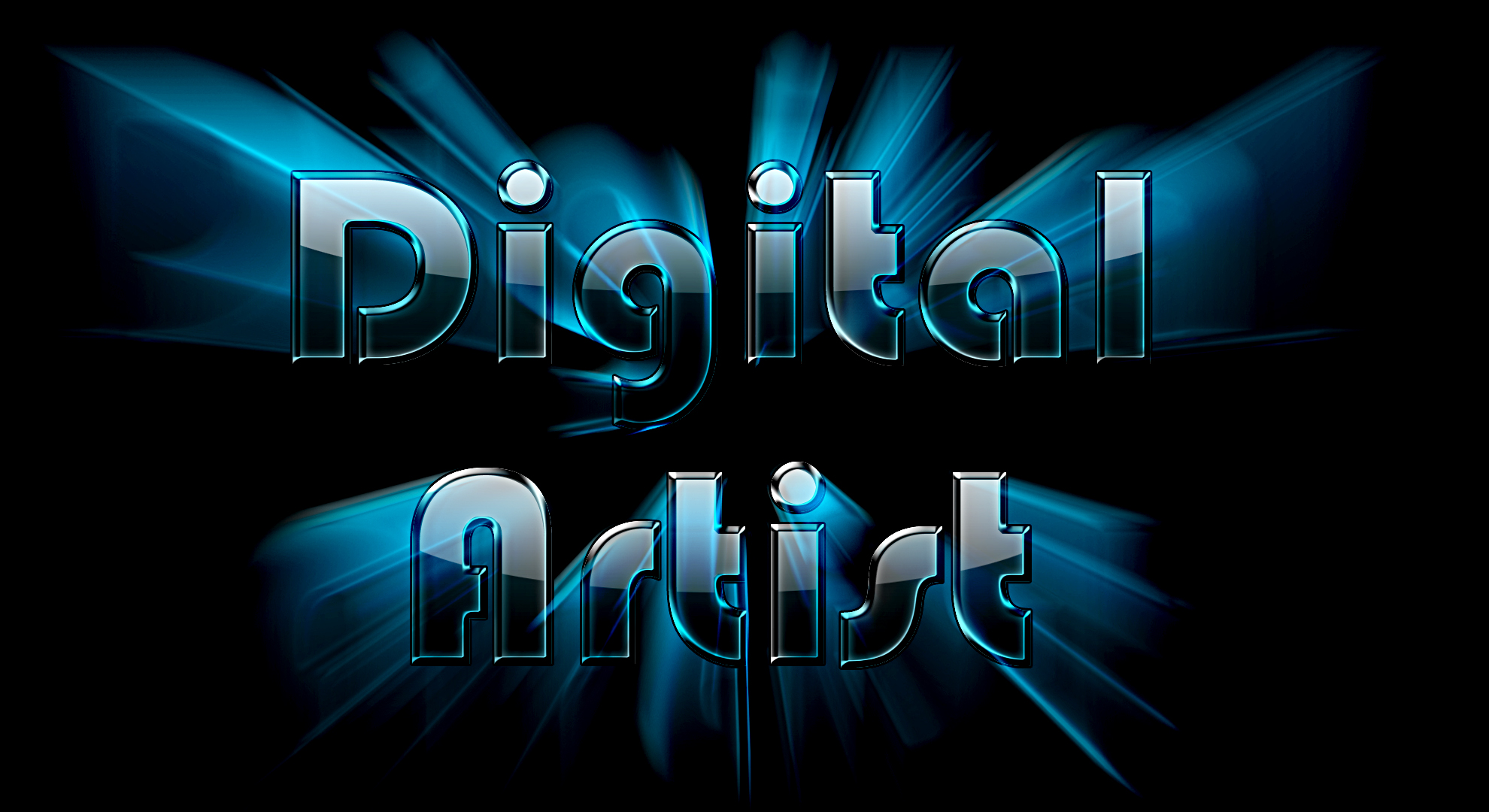 blue glossy text